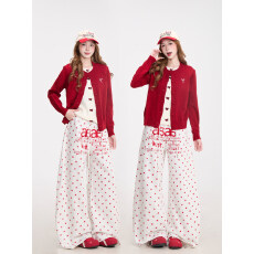 批发S-2XL纯棉华棉复合面料星星满印刺绣高质量欧韩休闲裤子女