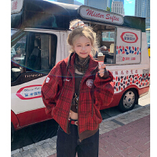 批发原版面料原版做工400g加绒美式高街格子连帽<b class='q'>外套</b>卫衣男女