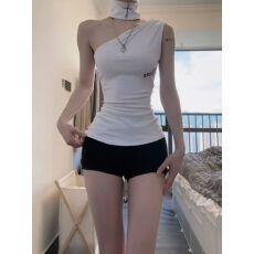 批发260<b class='q'>莫代尔</b>1x1美式十字架斜肩背心辣妹修身无袖纯欲风上衣女