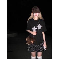 批发纯棉230克美式夏季新款印花短袖<b class='q'>T</b><b class='q'>恤</b>欧韩时尚设计新款夏季上衣<b class='q'>女</b>