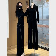 批发欧韩套装女<b class='q'>时尚</b>洋气时髦春2026新款显瘦卫衣阔腿裤两件套