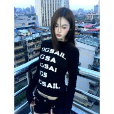 批发92<b class='q'>人</b>棉8氨纶260克欧韩黑色印花上衣女秋季内搭修身辣妹长袖上衣女