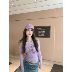 批发260克人棉<b class='q'>莫代尔</b>欧韩时尚印花长袖t恤女修身辣妹<b class='q'>打底衫</b>内搭上衣女