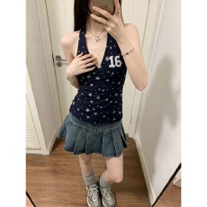 批发40支纯棉罗纹210<b class='q'>克</b>烫银美式新款星星夏季百搭休闲辣妹上衣短袖女