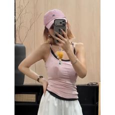 批发260克人棉莫代尔<b class='q'>韩版</b>新款假两件绞花吊带背心女内搭外穿无袖上衣