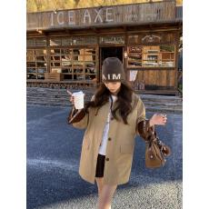 批发韩版高级感卡其色<b class='q'>风衣</b>女2026春秋新款撞色拼接翻领短款百搭<b class='q'>外套女</b>