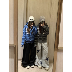 批发华棉复合美式新款设计条纹百搭休闲<b class='q'>长袖</b>卫衣外套女
