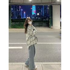 批发26新款早春韩系穿搭<b class='q'>衬衣</b>开衫外搭设计感格子<b class='q'>衬衫</b>外套女春装上衣