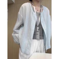 批发蓝色莱赛尔天丝开衫女夏季欧货新款宽松轻薄防晒长袖百搭休闲上衣