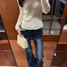 批发美式怀旧辣妹低腰微喇<b class='q'>牛仔裤</b>女秋季新款百搭显瘦<b class='q'>弹力</b>马蹄裤ins潮