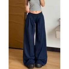 批发美式复古抽绳<b class='q'>阔腿裤</b>女秋季低腰休闲运动<b class='q'>裤</b>子宽松直筒拖地显瘦卫<b class='q'>裤</b>