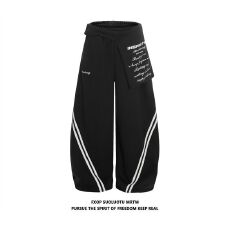 批发纯棉复合腰饰可拆拼接条纹腰搭叠穿女美式显瘦阔腿弯刀<b class='q'>休闲</b>裤