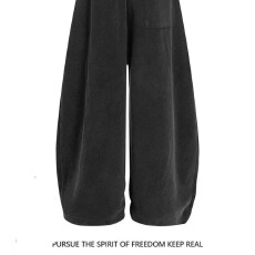 批发纯棉水洗字母印花<b class='q'>阔腿裤</b>女宽松垂感慵懒长<b class='q'>裤</b>高街风运动休闲<b class='q'>裤</b>