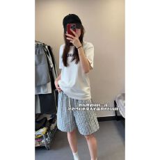 批发日系蓝色格子条纹休闲短裤<b class='q'>男</b>女夏季韩系慵懒风泡泡纱情侣五分<b class='q'>裤子</b>