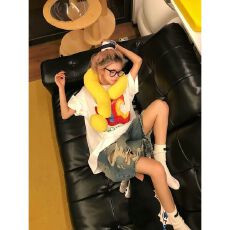 批发美式复古水洗破洞时髦牛仔五分裤男女夏宽松休闲百搭潮流短裤