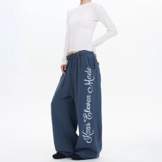 批发美式街头风字母印花卫<b class='q'>裤</b>男女宽松bf高街潮牌阔腿拖地长<b class='q'>裤</b>子