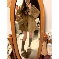 批发2025韩版超火双面穿皮毛一体羊羔毛外套女初冬超好看加厚宽松上衣