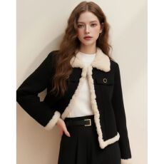 批发高级感时尚百搭短款上衣<b class='q'>女</b>2025年秋冬季新款温柔风设计感洋气<b class='q'>外套</b>