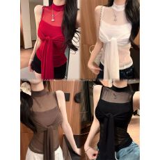 批发【网纱带胸垫】夏季小心机内搭外穿T恤女辣妹上衣假两件<b class='q'>短袖</b>T恤