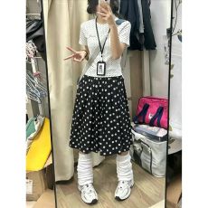 批发韩系夏季学院风显瘦少女休闲运动套装女波点印花短袖半身裙两件套