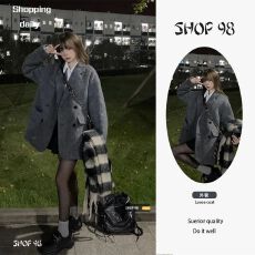 批发大衣女款2026新款呢子秋冬季小个子灰色加厚<b class='q'>短款</b>毛呢西装外套女
