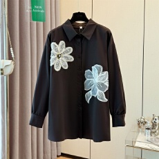 批发跨境专供<b class='q'>韩版</b>宽松大码高级感法式长袖气质翻领<b class='q'>衬衫女</b>装百搭上衣秋