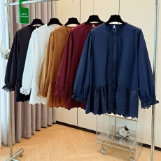 批发跨境专供蕾丝花边泡泡袖衬衫女2025秋季新款<b class='q'>大码</b><b class='q'>胖</b><b class='q'>mm</b><b class='q'>韩</b>里韩气上衣