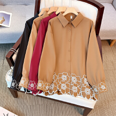 批发跨境专供东南亚爆款新中式国风<b class='q'>衬衫</b>长袖气质高级感刺绣盘扣上衣女