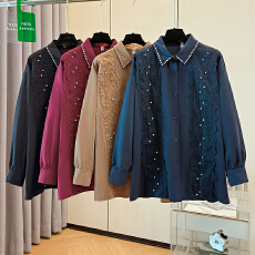 批发跨境专供东南亚爆款新中式国风长袖上衣<b class='q'>女装</b>宽松国风重工刺绣衬衫