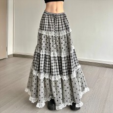 批发跨境专供东南亚爆款半身裙女高腰显瘦中长款蓬蓬裙气质百搭A字裙