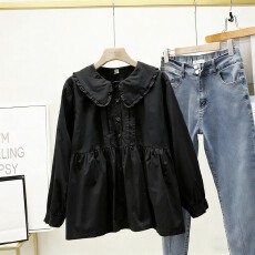 批发娃娃领减龄衬衫胖mm春秋新款韩版<b class='q'>大码</b><b class='q'>女装</b>百搭宽松时尚遮肉女上衣