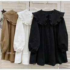 批发<b class='q'>大码</b><b class='q'>女装</b>新款胖mm娃娃领衬衫长袖衬衣款宽松遮肉遮肚子春秋季衬衫