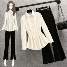 批发<b class='q'>大码</b><b class='q'>女装</b>2026春秋季胖妹妹荷叶边时尚气质遮肚显瘦收腰衬衫上衣潮