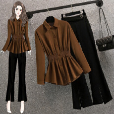 批发<b class='q'>大码</b><b class='q'>女装</b>2026春秋季胖妹妹荷叶边时尚气质遮肚显瘦收腰衬衫上衣潮