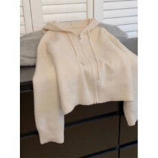 批发<b class='q'>宽松</b>慵懒拉链秋冬减龄外搭毛衣女开衫2025早春新款连帽针织衫外套