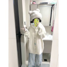 批发慵懒风连帽针织开<b class='q'>衫</b>毛衣女小个子秋季新款宽松韩女上衣海星扣外套