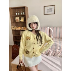 韩系高级感卡通可爱开衫2025秋冬季新款甜美百搭毛衣外套减龄上衣