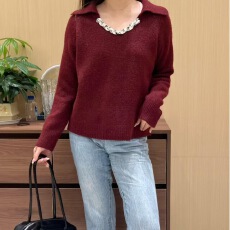 批发重工编织翻领毛衣<b class='q'>女</b>秋季<b class='q'>新款</b>复古长袖宽松显瘦百搭时尚上衣潮