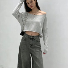 批发宽松慵懒风内搭短款圆领打底衫T恤女春季新款小个子好看上衣