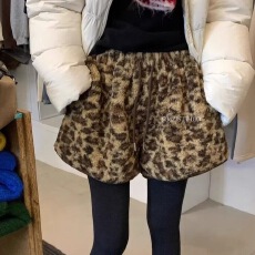 批发春季时尚抽绳高腰复古豹纹加厚保暖阔腿短裤女