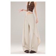 批发设计感不规则飘带休闲<b class='q'>西装裤</b><b class='q'>女</b>新款慵懒松弛阔腿<b class='q'>裤</b>