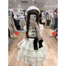 批发夏季法式波点<b class='q'>连衣裙</b>女2026新款小个子娃娃领收腰显瘦a字<b class='q'>蓬蓬裙</b>子