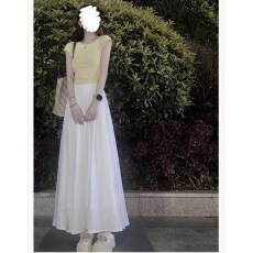 批发白色半身<b class='q'>裙</b>女夏薄2026新爆款高个子长款a字垂感半<b class='q'>裙</b>百搭小白<b class='q'>裙</b>子