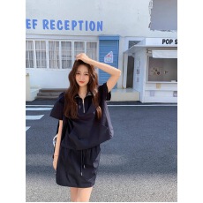 批发韩版高级感休闲<b class='q'>运动服</b>套装女<b class='q'>夏季</b>时尚减龄短袖短裙跑步两件套