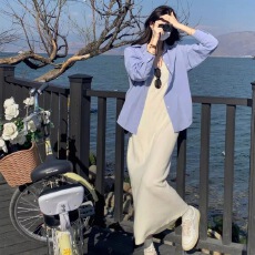 批发韩版新款时尚夏季性感<b class='q'>吊带</b>裙子长裙纯色简约休闲针织连衣裙