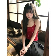 批发法式高级感波点挂脖小<b class='q'>吊带</b>背心女夏外穿修身显瘦短款无袖性感上衣