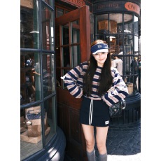 批发美式复古条纹薄款空调长袖T恤女宽松中<b class='q'>长款</b><b class='q'>防晒衫</b>上衣