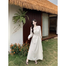 批发实拍-切糕自制春风得意小个子女春夏设计感收腰<b class='q'>连衣裙</b>