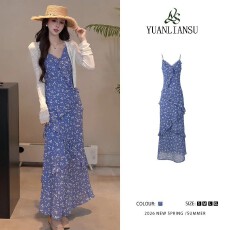 批发【秋蕊香令】春夏法式开衫+碎花<b class='q'>连衣裙</b>两件套女