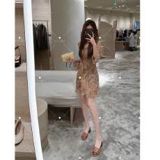 批发【凤尾】夏季设计师款气质定制斜裁连衣裙6S303